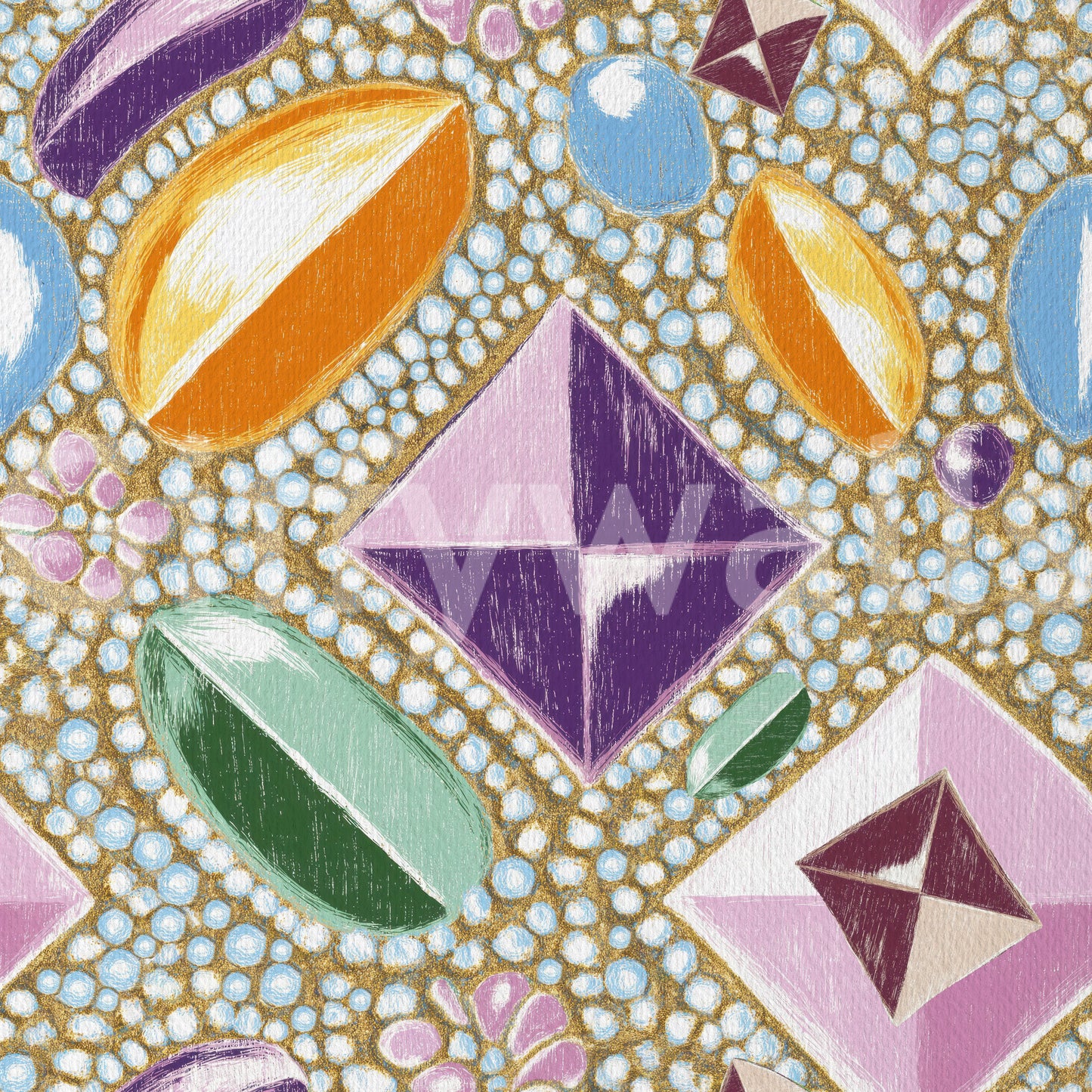 Tapete „Royal Gemstones Pink Pastel“