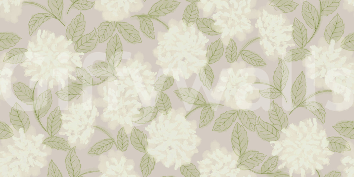 Minimalist Garden Leaf Motif Wallpaper