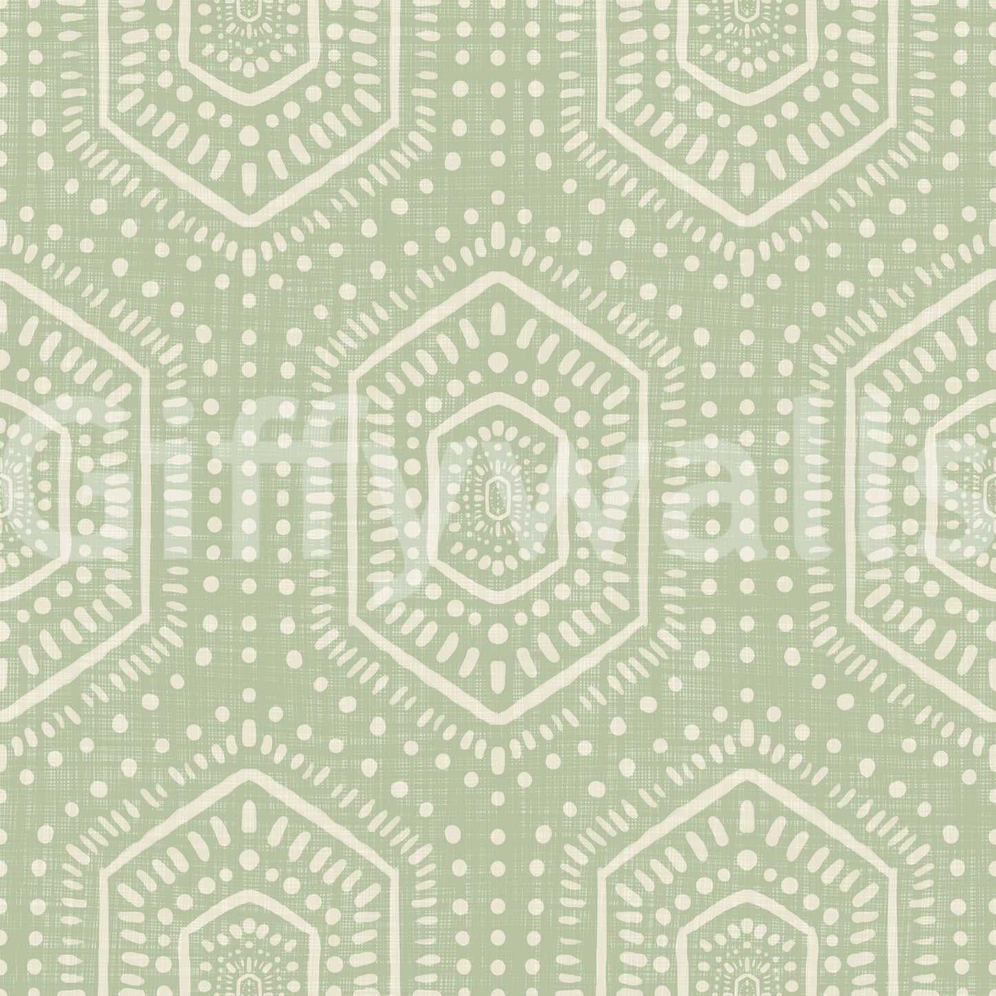 Pintado bohemio: papel tapiz con patrón geométrico tribal abstracto de hexágonos estilo mudcloth y eneldo picado