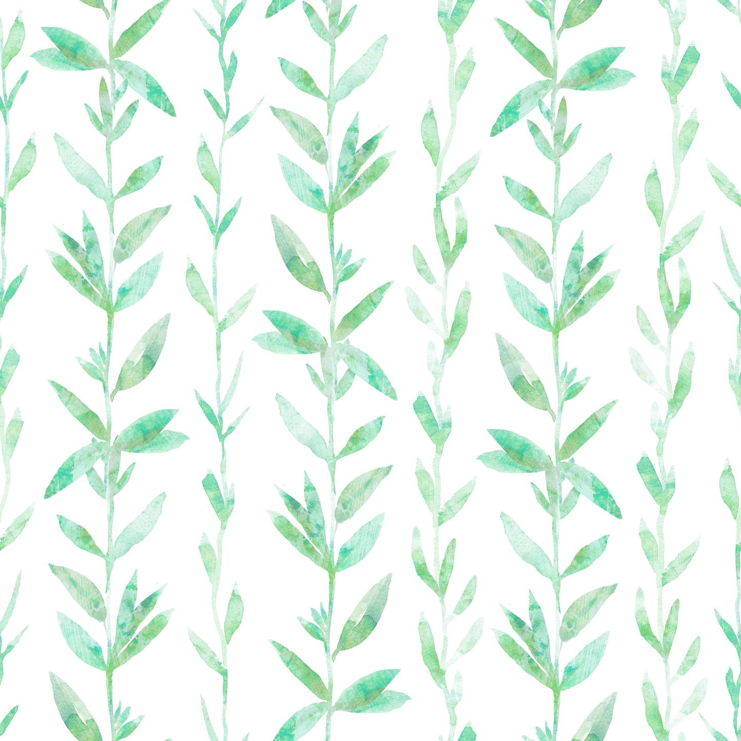 Papier peint panoramique vertical « Liane de fougères à l’aquarelle »