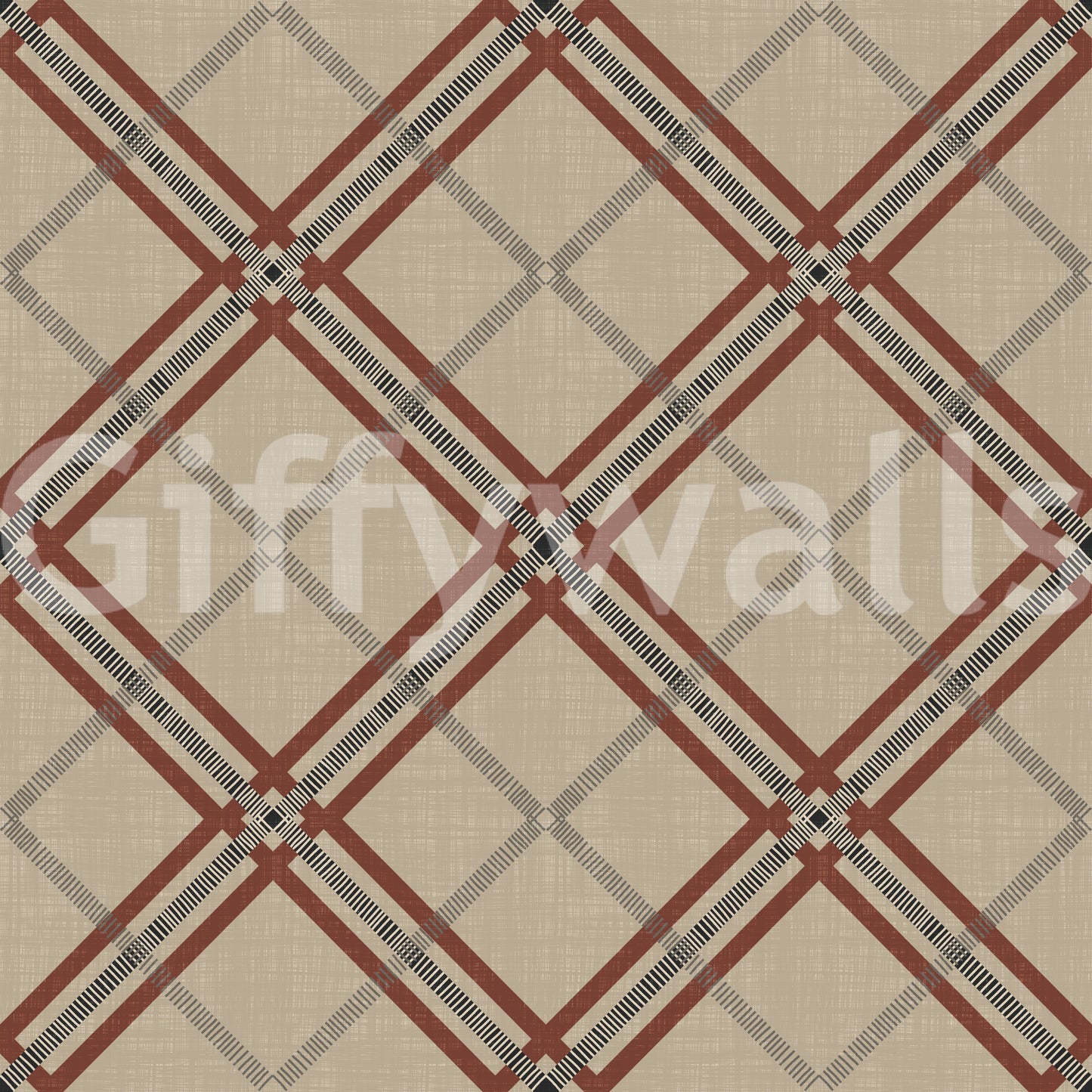 Héritage hivernal – Treillis tartan à carreaux en grille – Papier peint aux teintes profondes et intenses