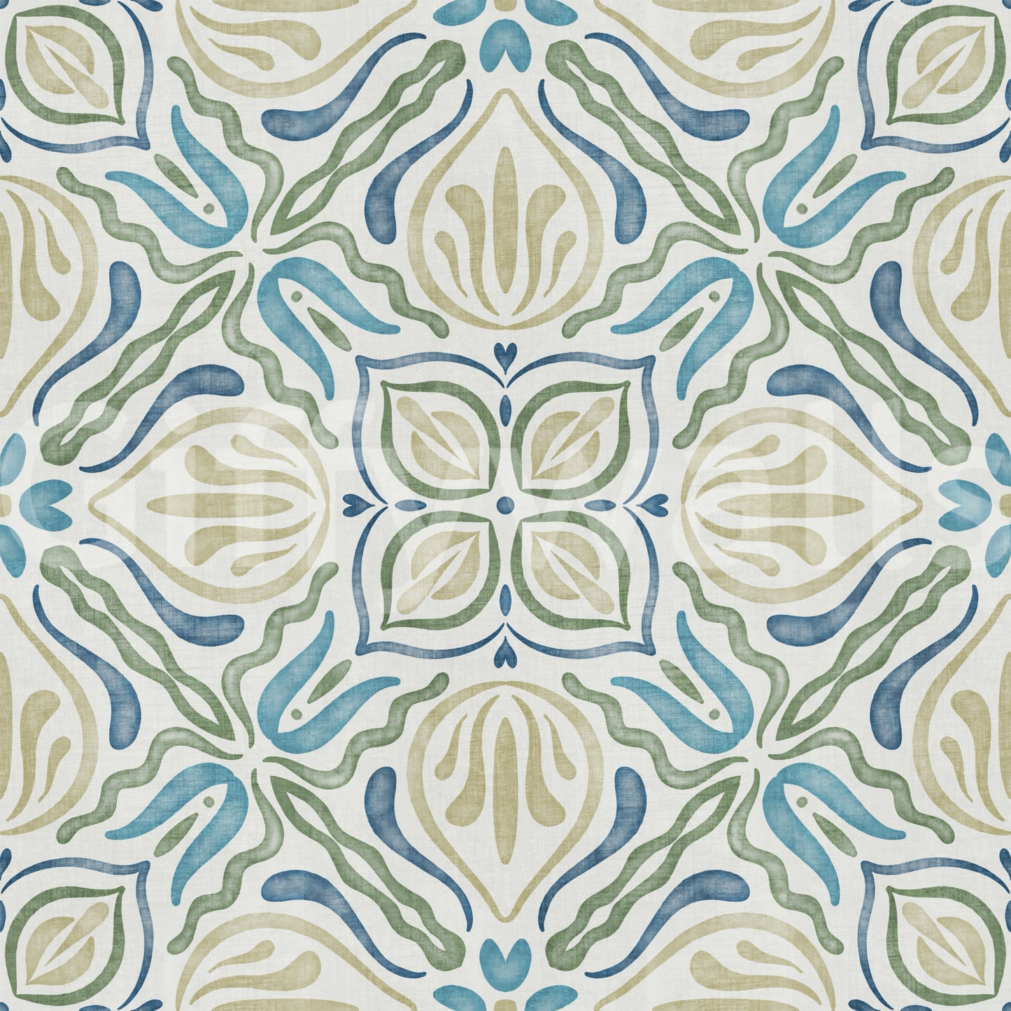 Papier peint Flora azur fluide
