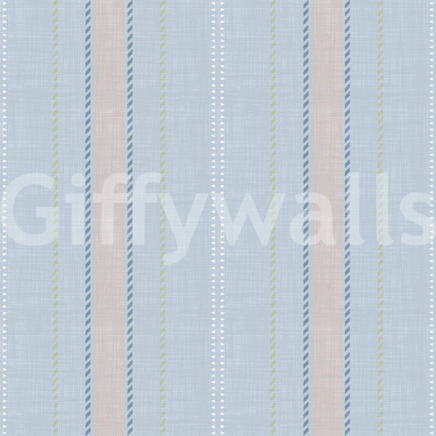 Heritager Ticking Stripes – Vintage tapet med franskblå og blushpink hørstruktur