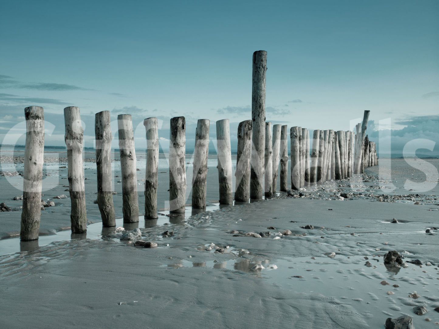 Minimalistische maritime Strandszenerie-Wandtapete