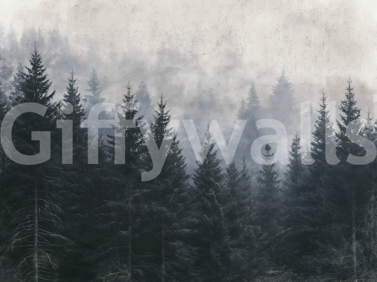 Atmosphärisches immergrünes Wald-Wandbild