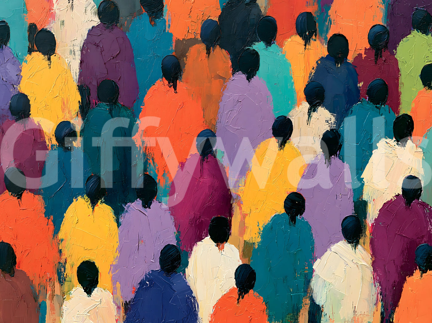 Fototapeta ścienna „Impasto Figures in Vibrant Hues”