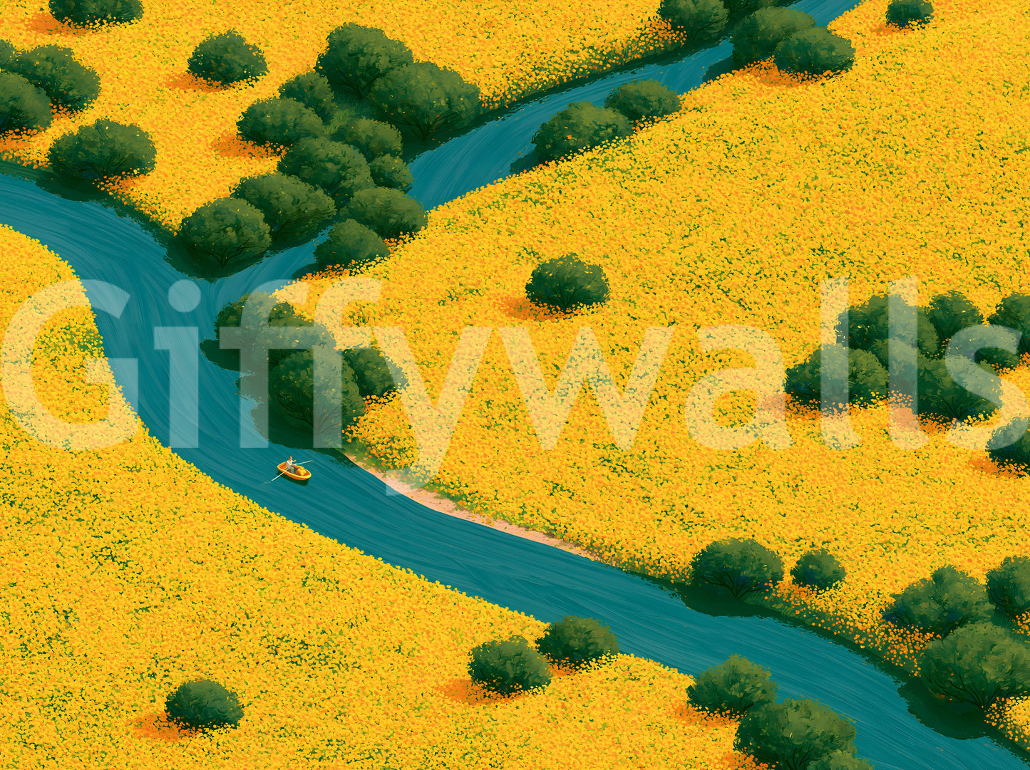 Sommer-Wildblumenbach-Panorama-Wandbild