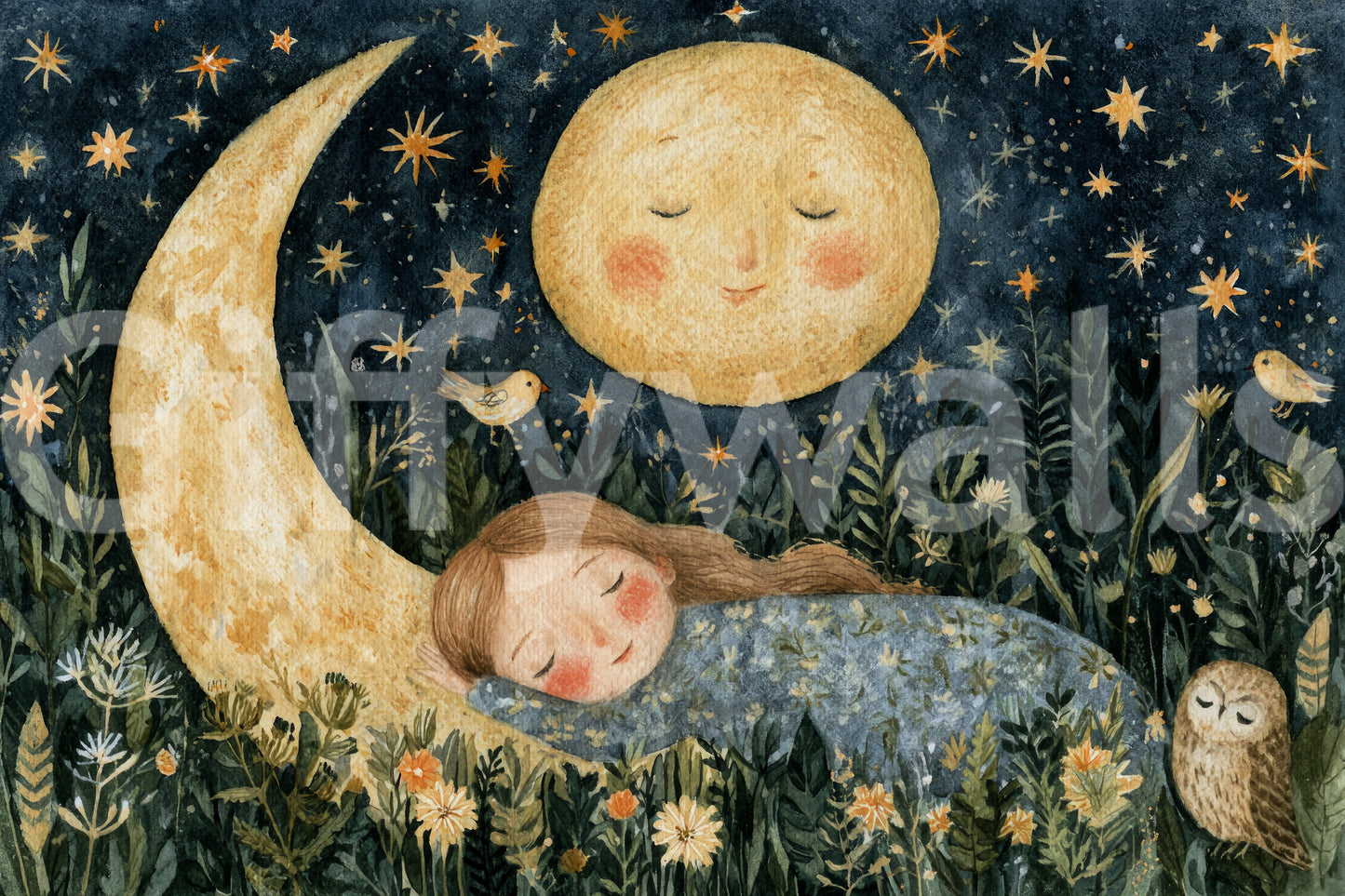 Murale da parete “Paesaggio onirico del bosco celestiale”