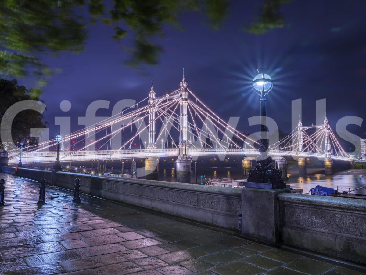 Murale Riverside Night Archway Reflection