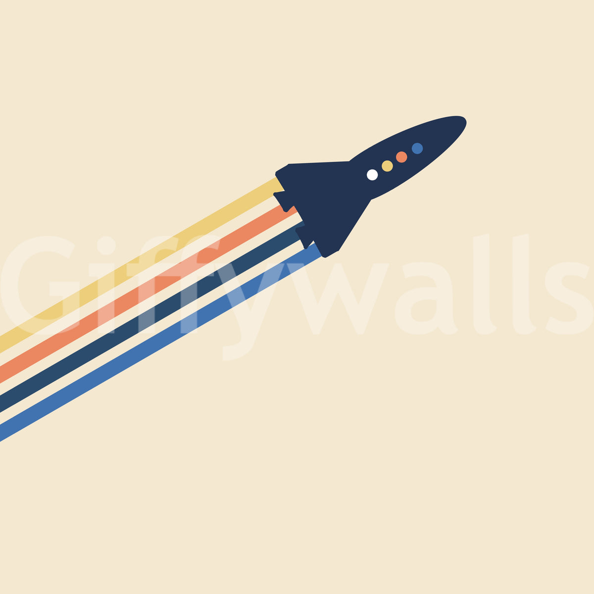 Retro-Raketenstart-Wandbild für den Weltraum