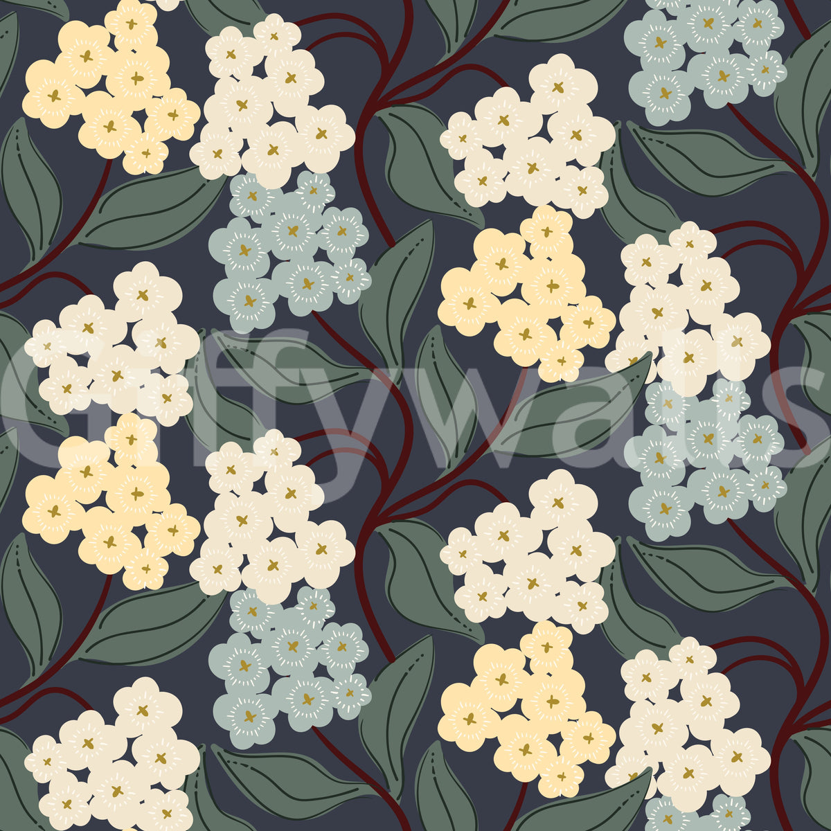 Tapet med botaniske klynger fra Midnight Meadow