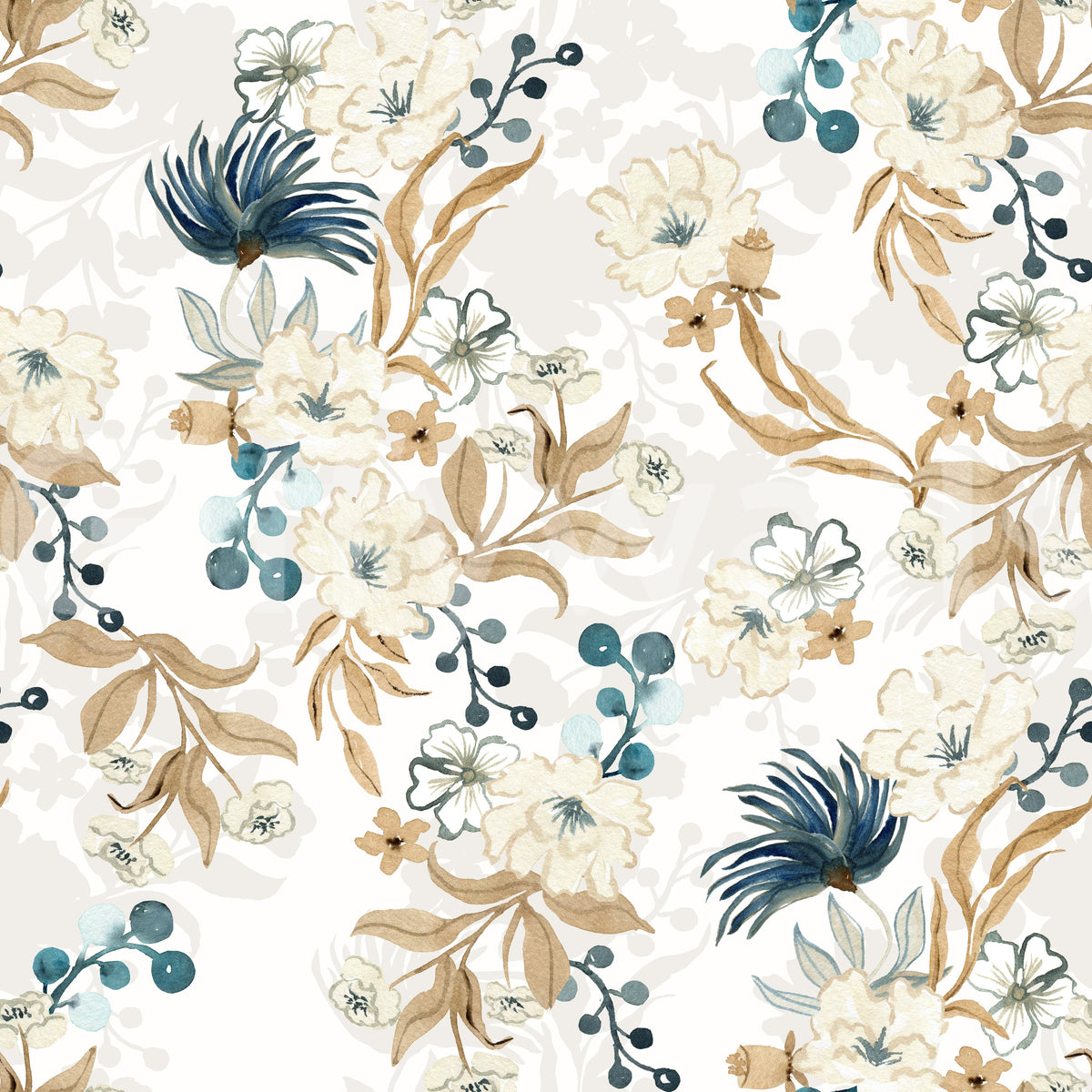 Tapete mit gedämpftem floralen botanischen Muster