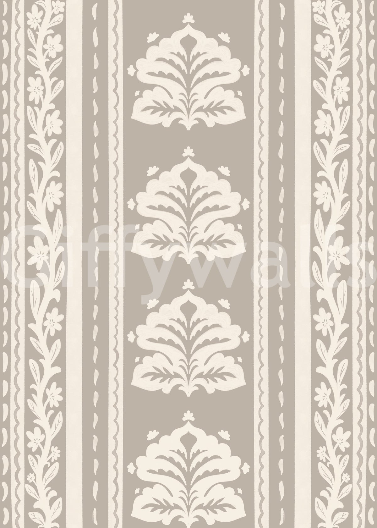 Neutral Heritage Damask Stripe Wallpaper