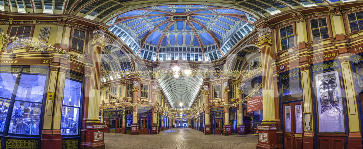 Panorama mural architectural du marché londonien victorien