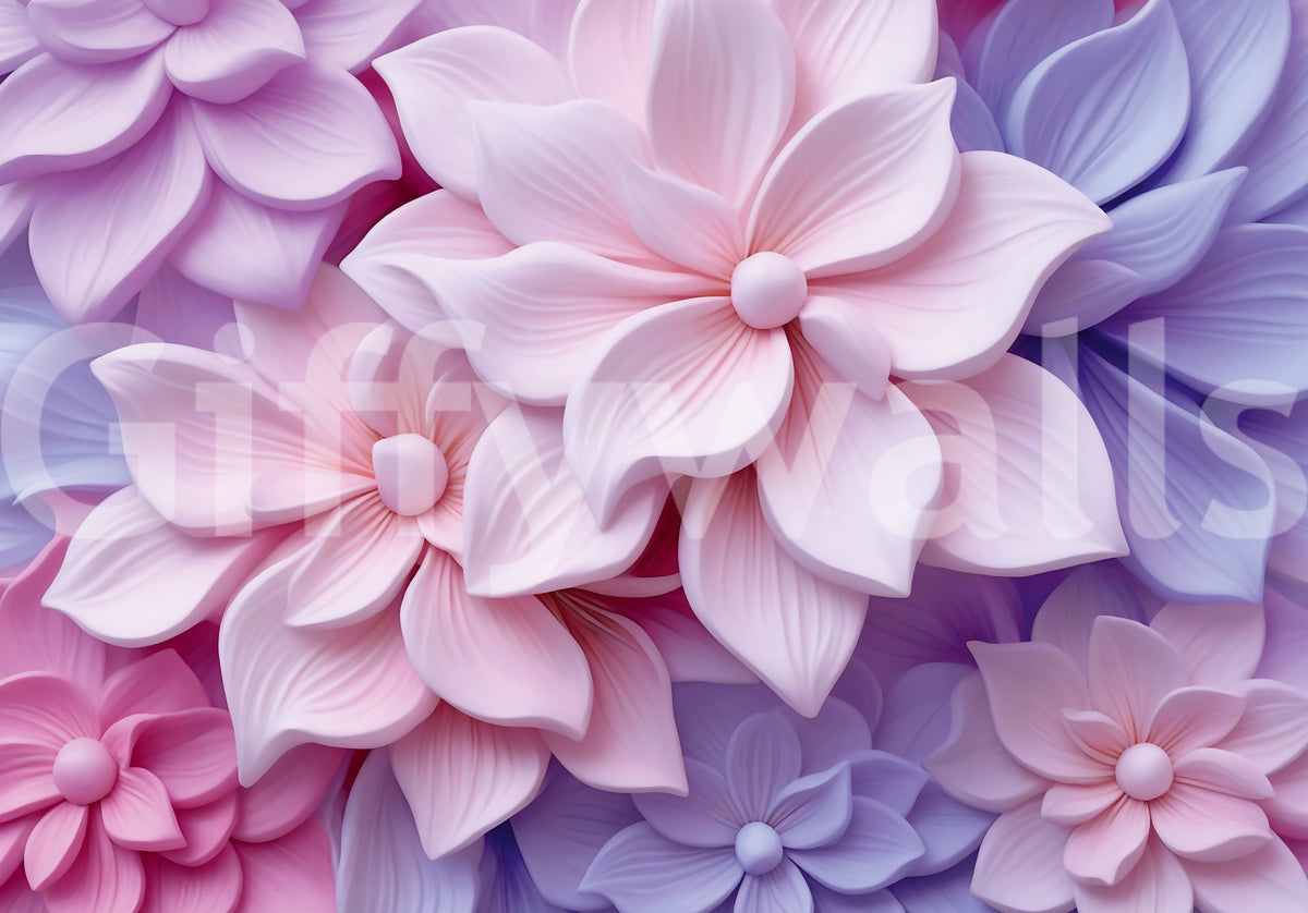 Fototapeta ścienna z delikatnymi pastelowymi kwiatami 3D
