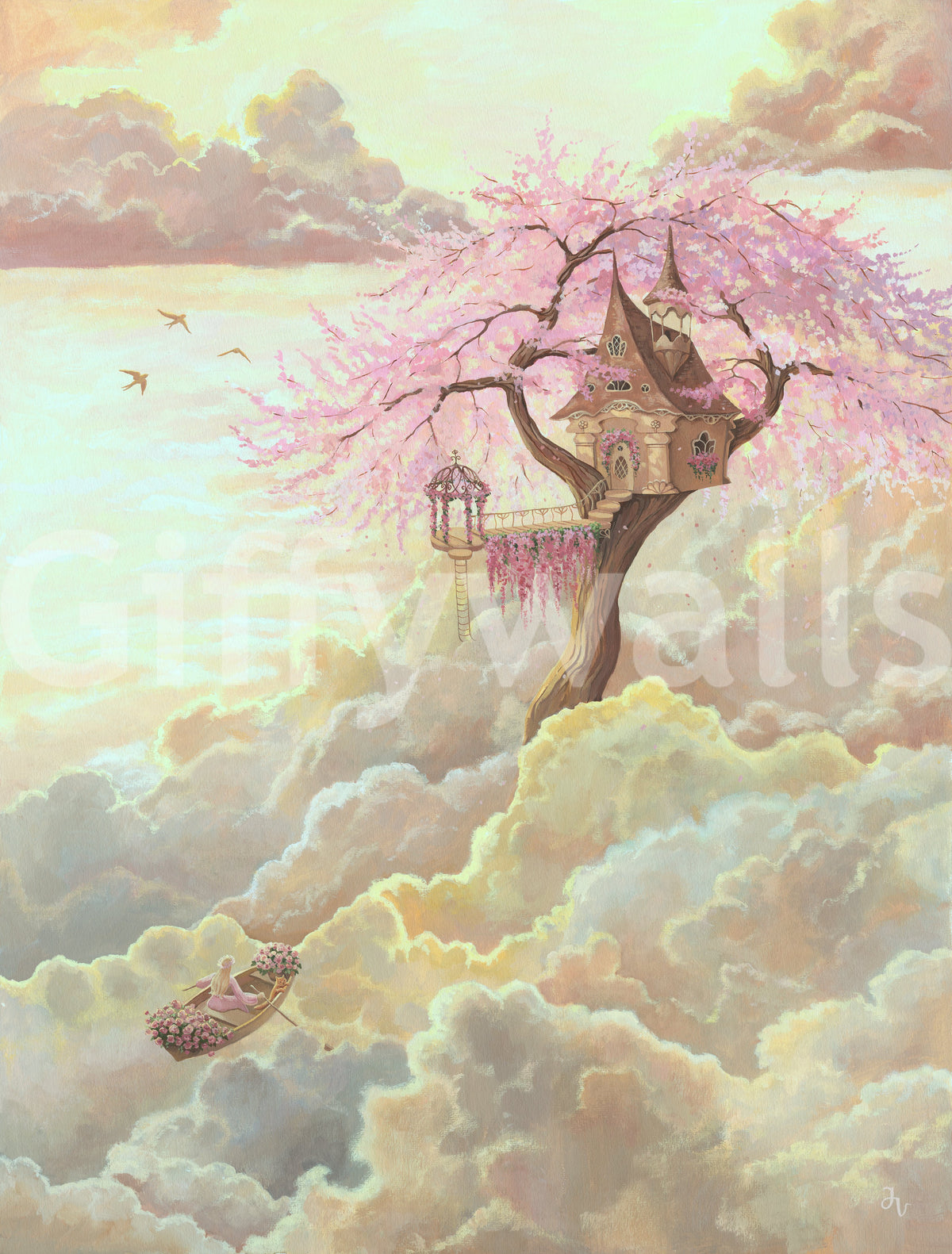 Wandbild „Ethereal Cloud Treehouse Sanctuary“