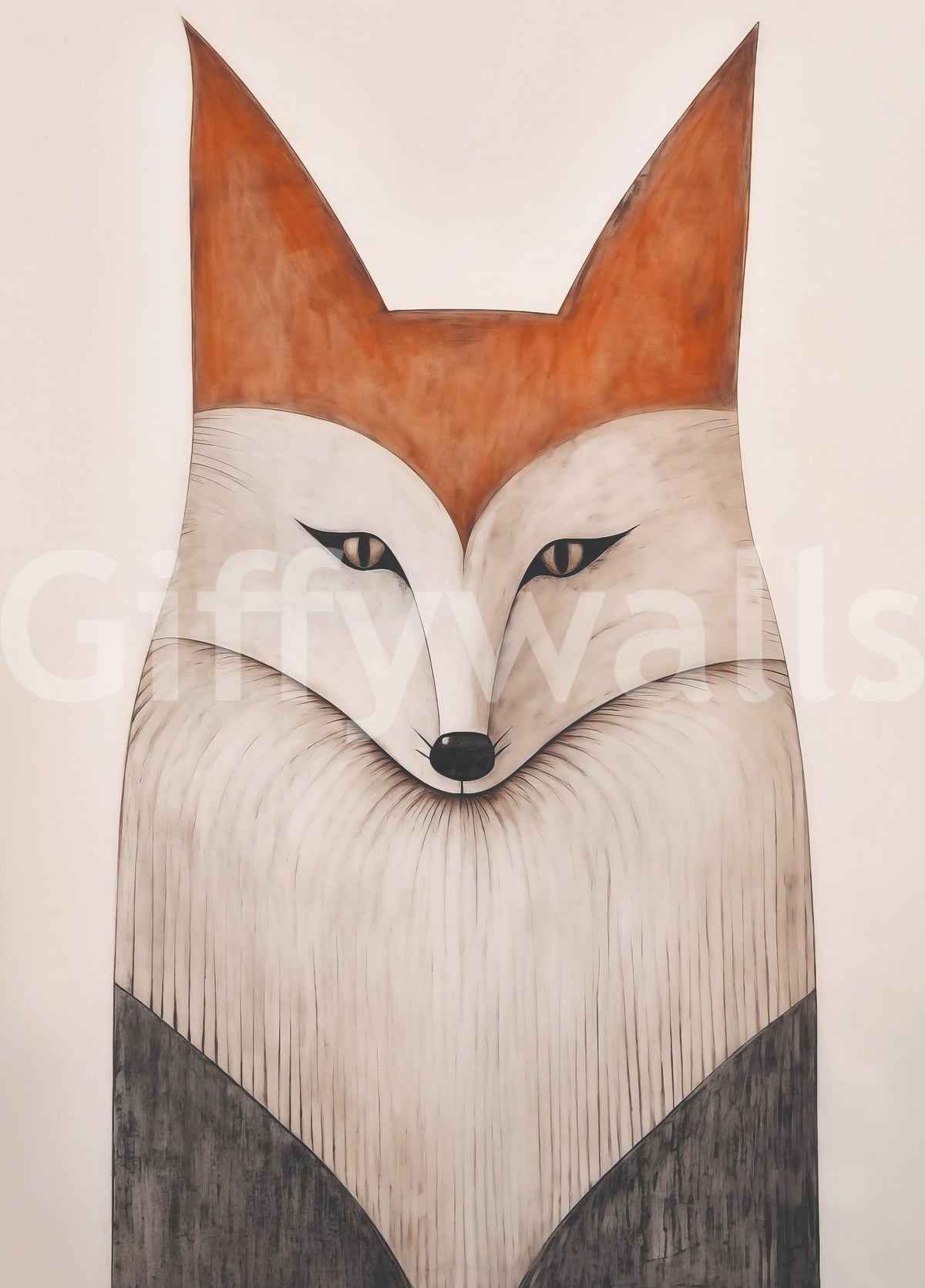 Minimalist Forest Fox Portrait Wall Mural