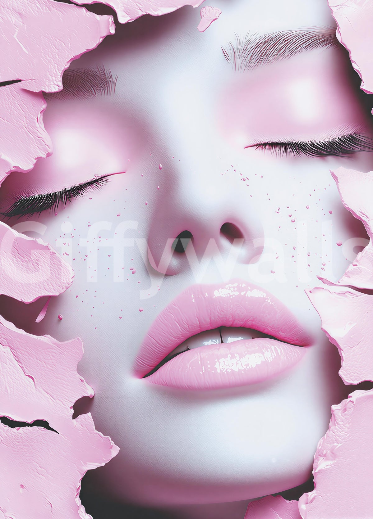 Ethereal Blush Girl Portrait Wall Mural