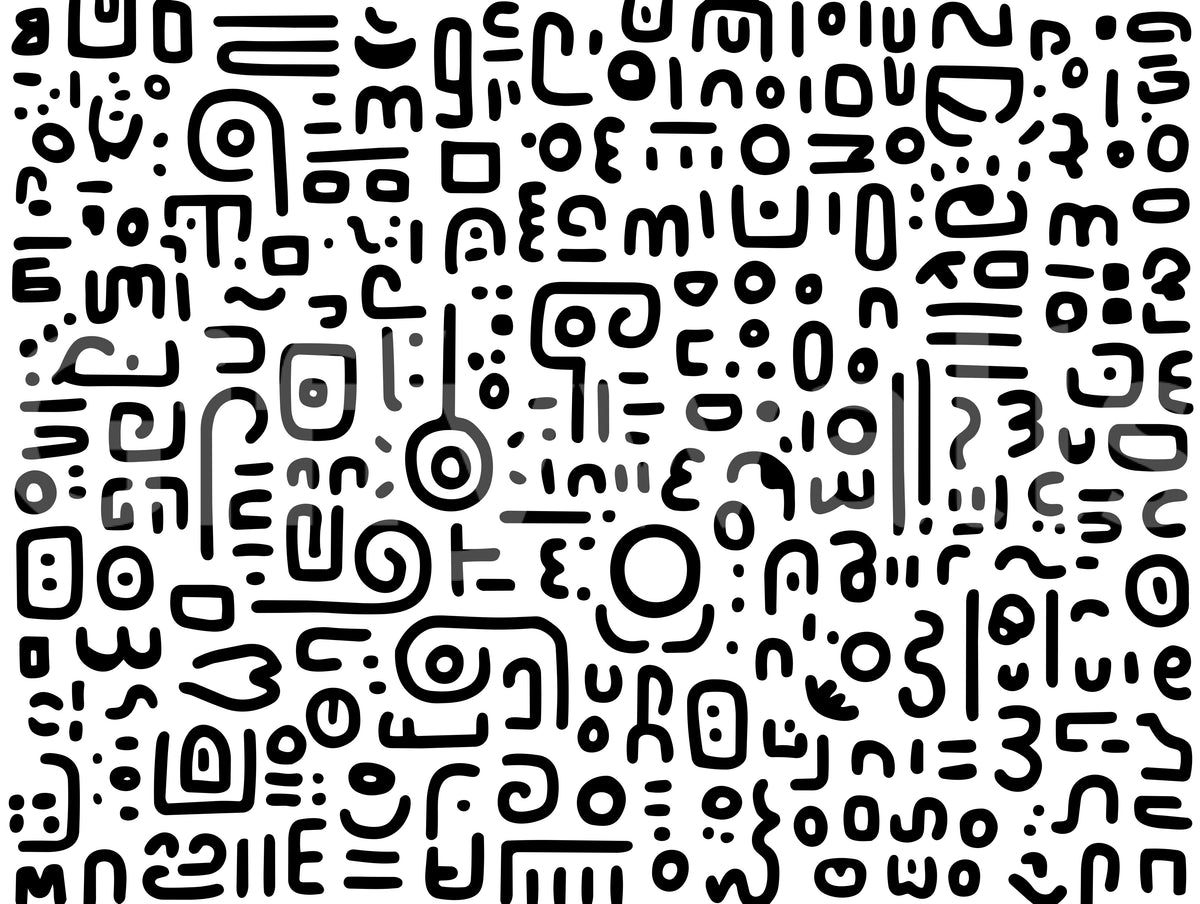 Minimalistisches schwarz-weißes Doodle-Kunst-Wandbild