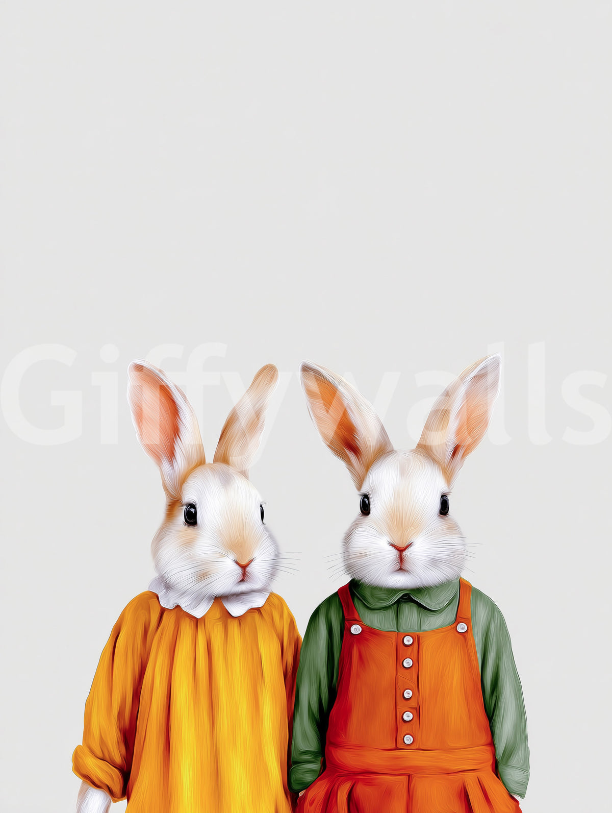Wandbild „Vintage Storybook Rabbit Pair“