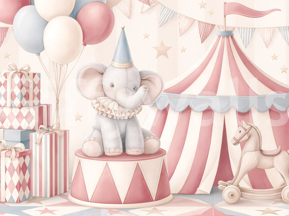 Papier peint panoramique mural Little Circus - Parade d'éléphants