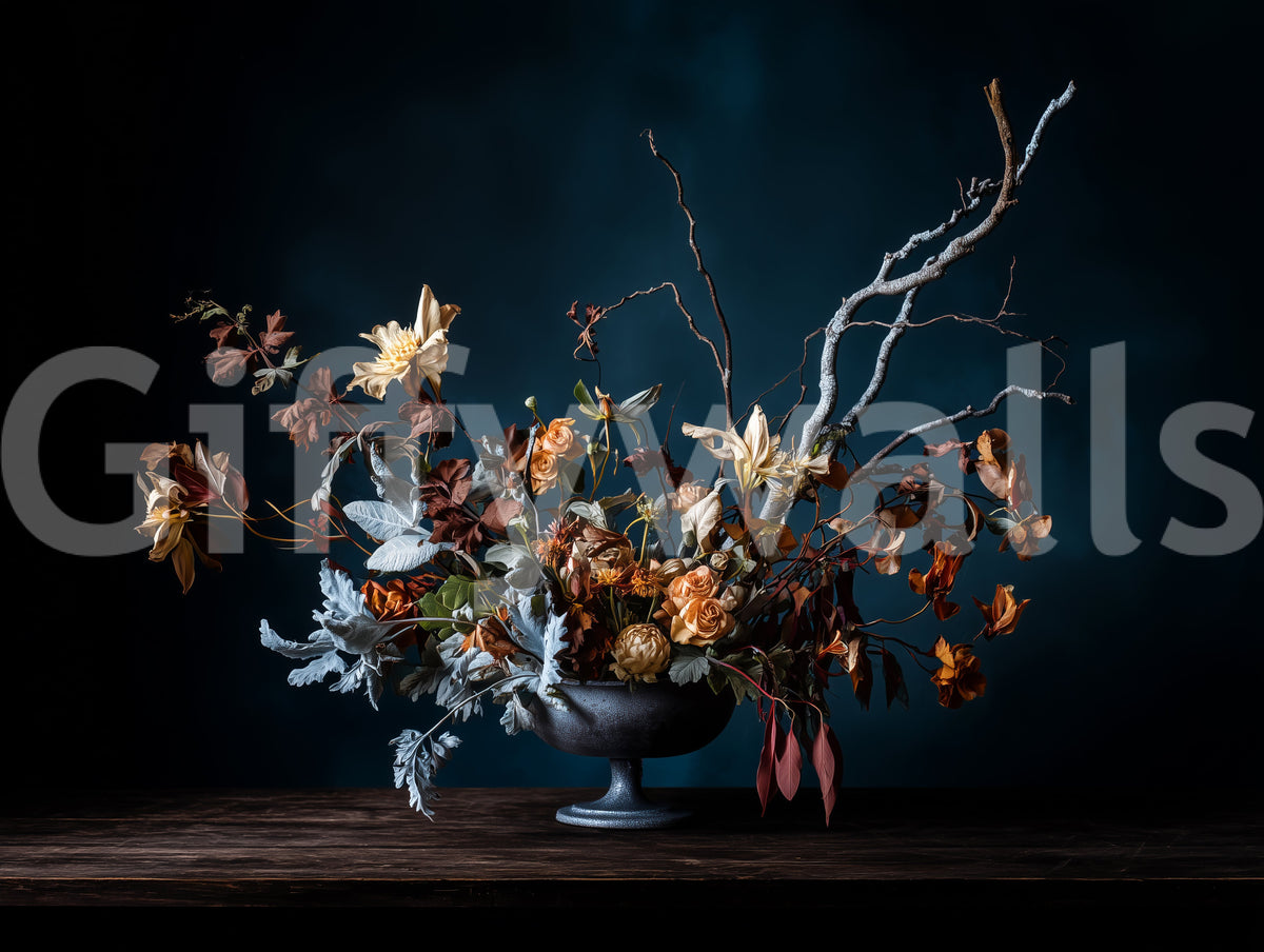 Fototapet mural cu compoziție florală rustică de toamnă
