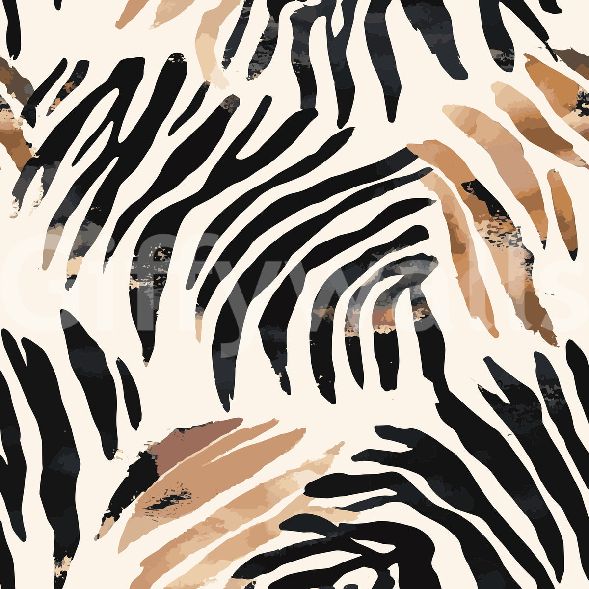 Abstract Zebra Stripe Brushwork Wallpaper