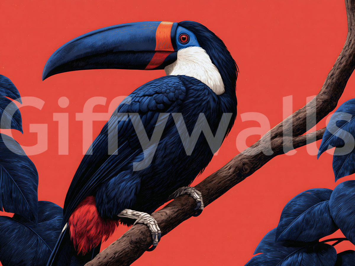 Fresque murale Perchoir d’oiseaux dans une jungle exotique