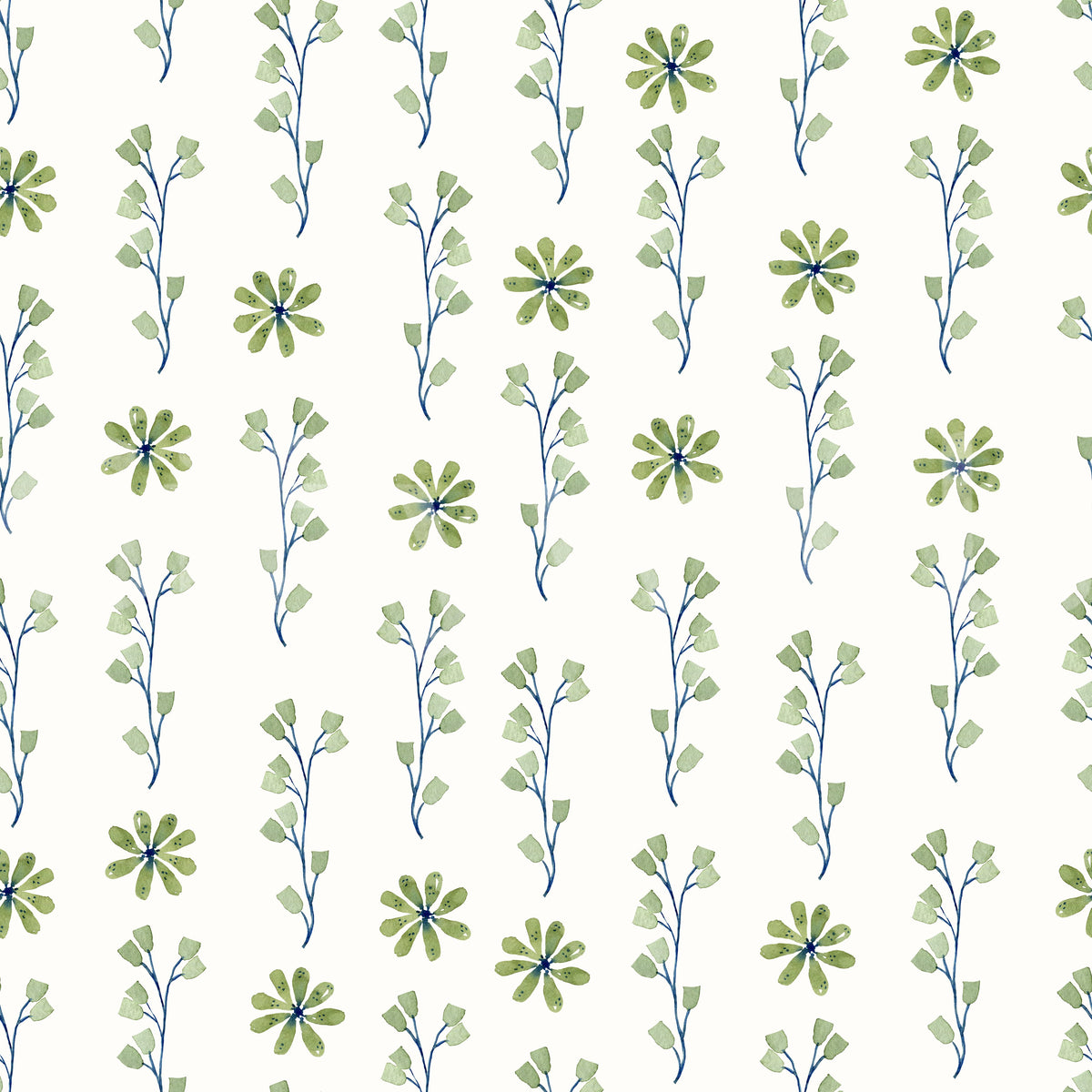 Papier peint botanique minimaliste à brindilles vertes
