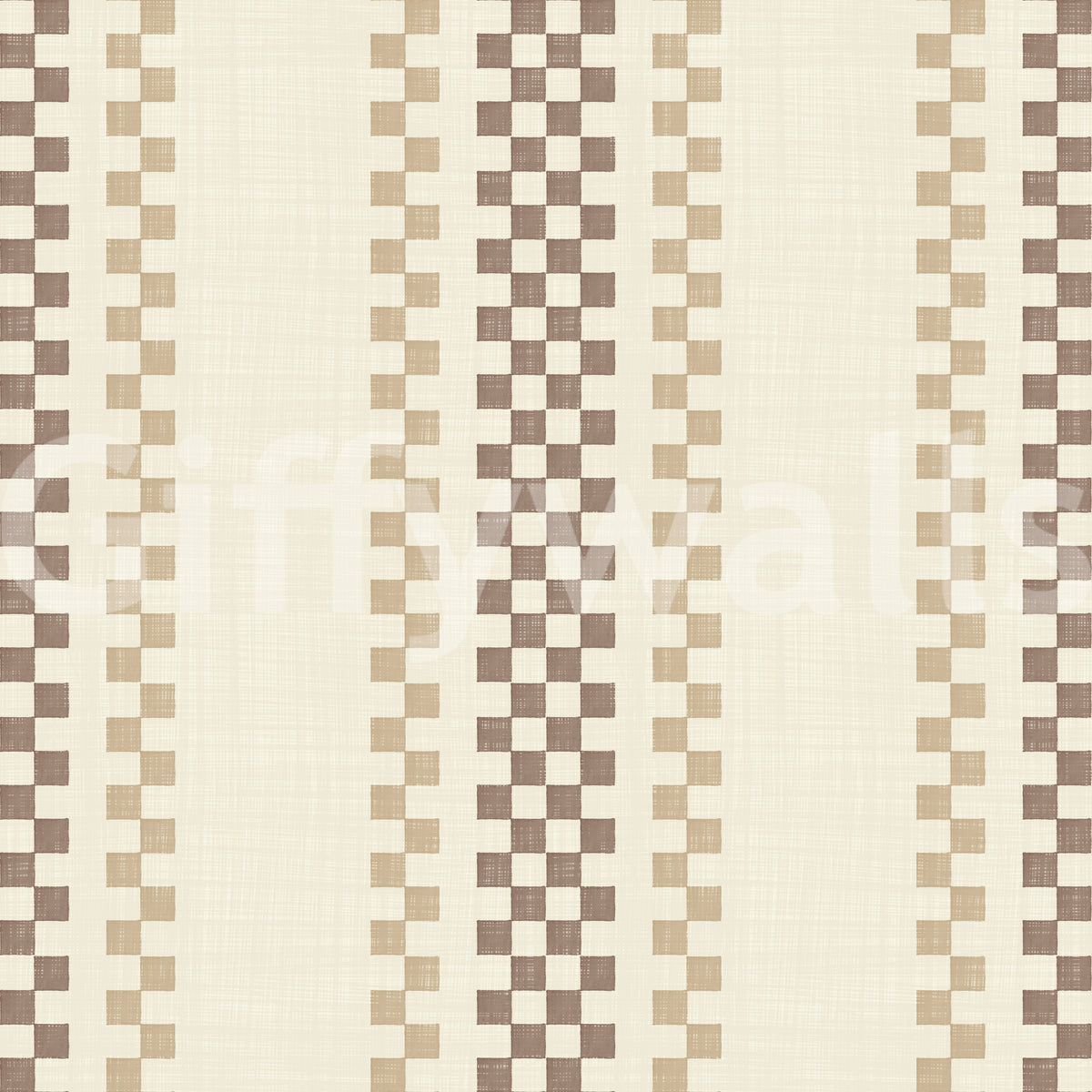 Ternede striber med ticking - chokolade og beige tapet