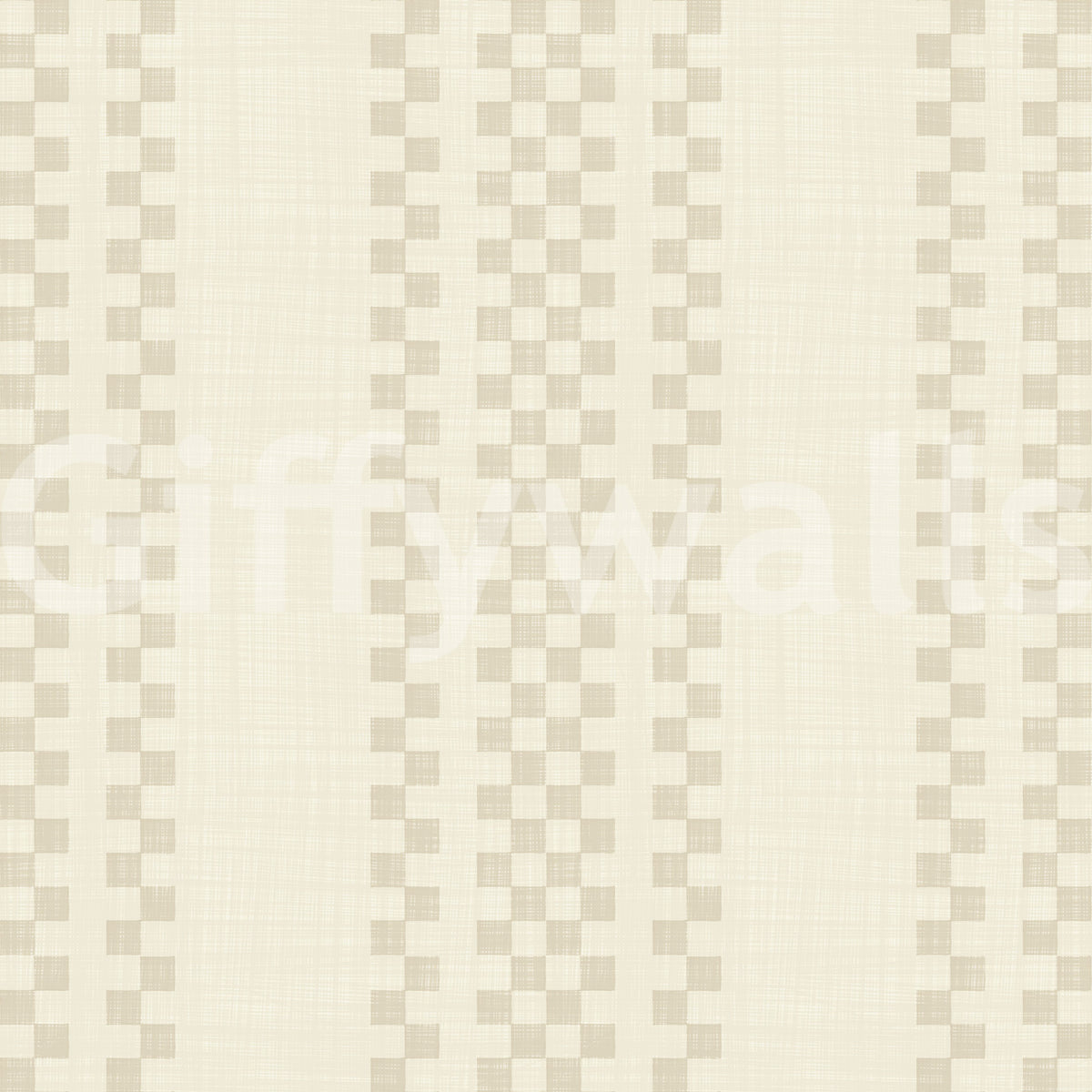 Karierte Ticking-Streifen - cremefarbene Tapete