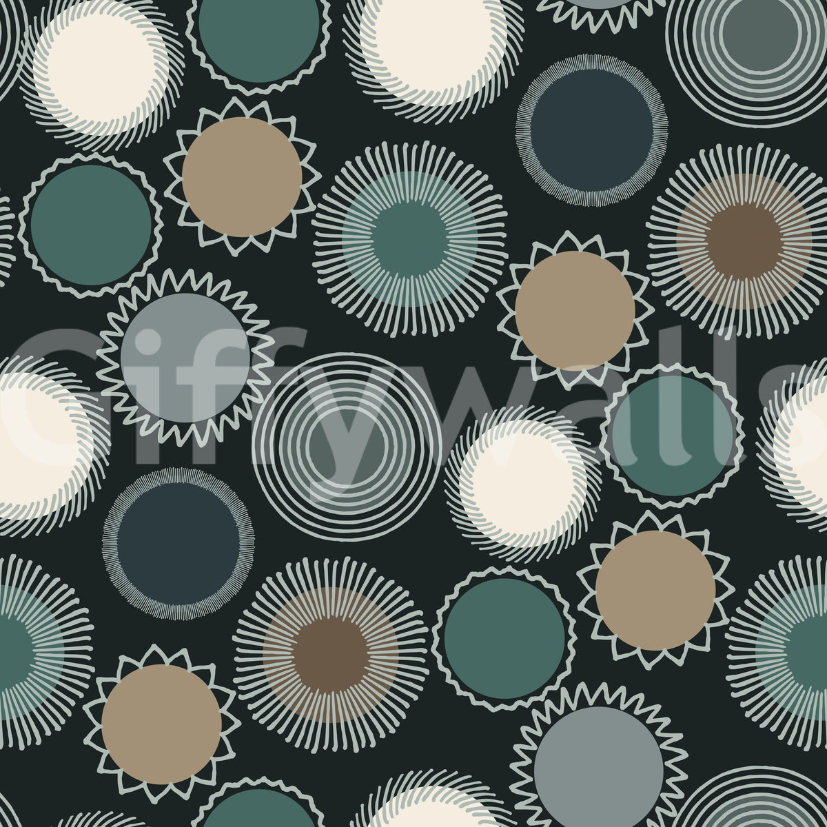 Graphic Sunburst Repeat Wallpaper