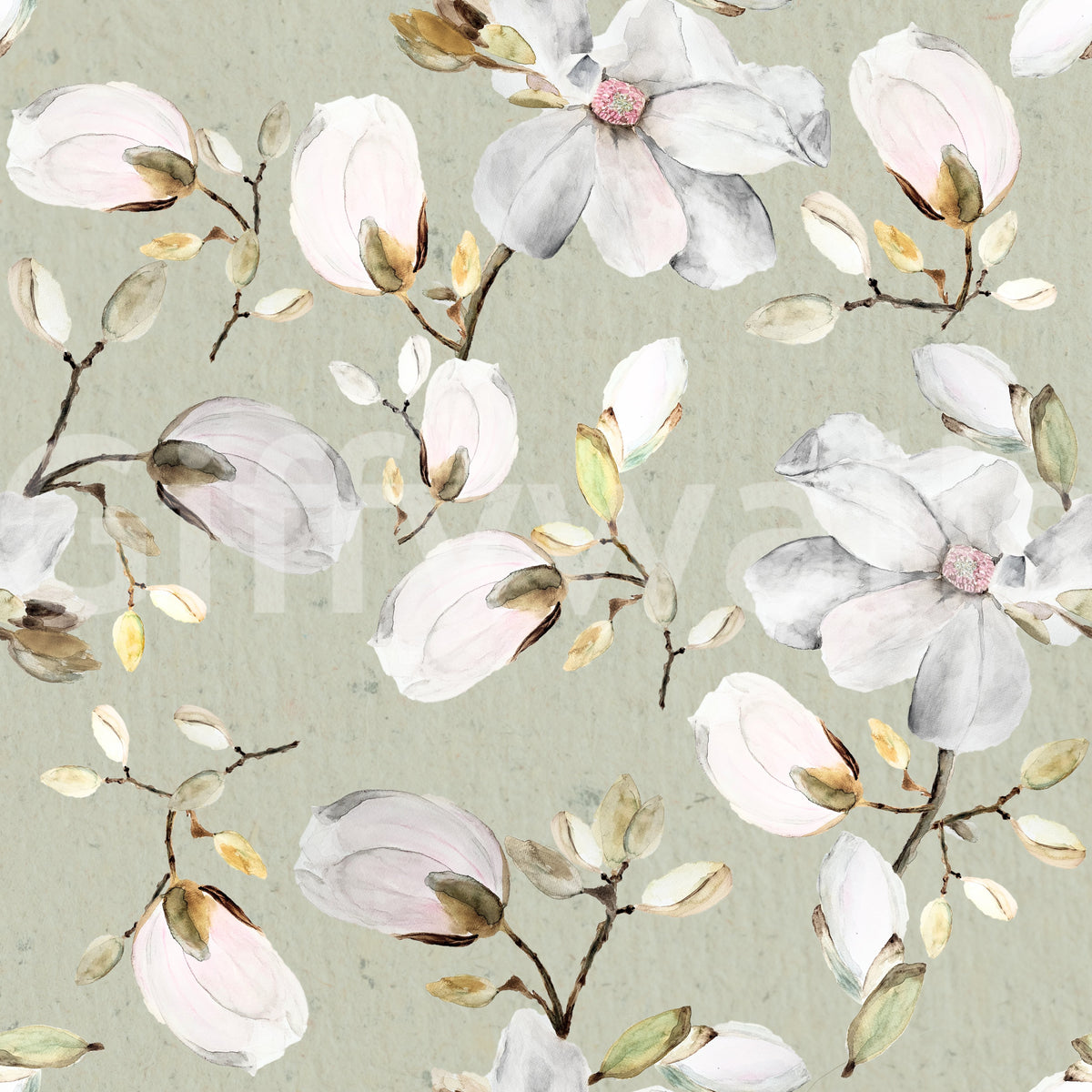 Carta da parati Magnolia su salvia