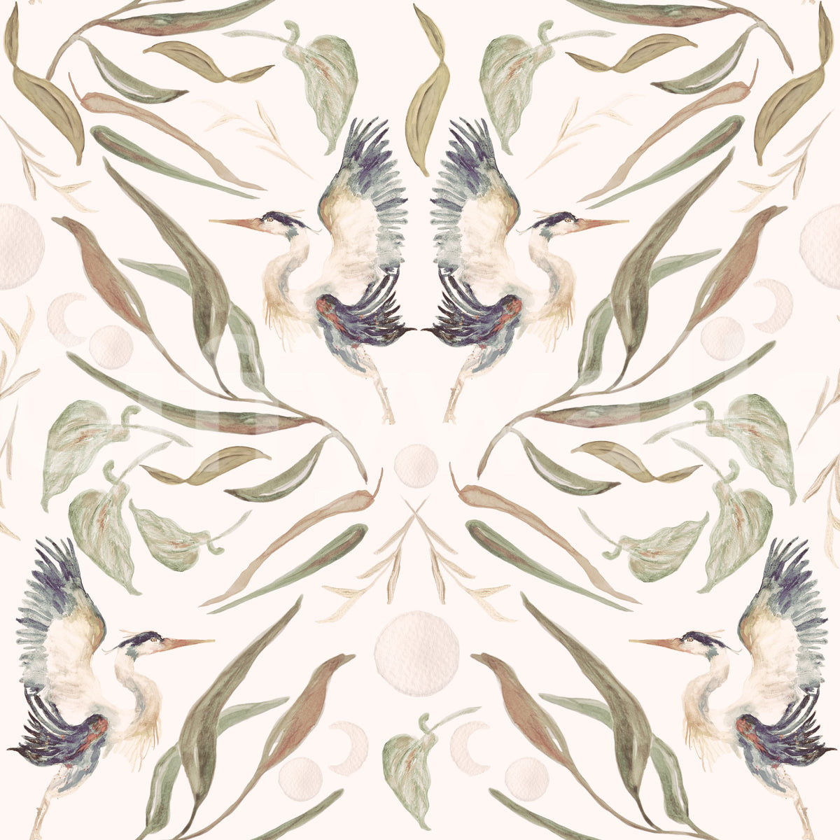 Blue Herons White Wallpaper
