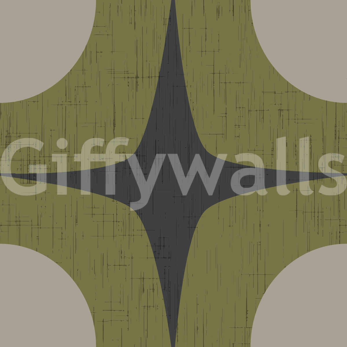 Charcoal Grey Atomic Starburst Wallpaper Mid Century Modern Wallpaper