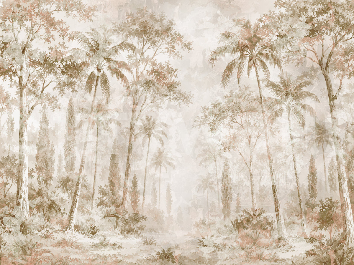 Sepia Jungle Dream Wall Mural