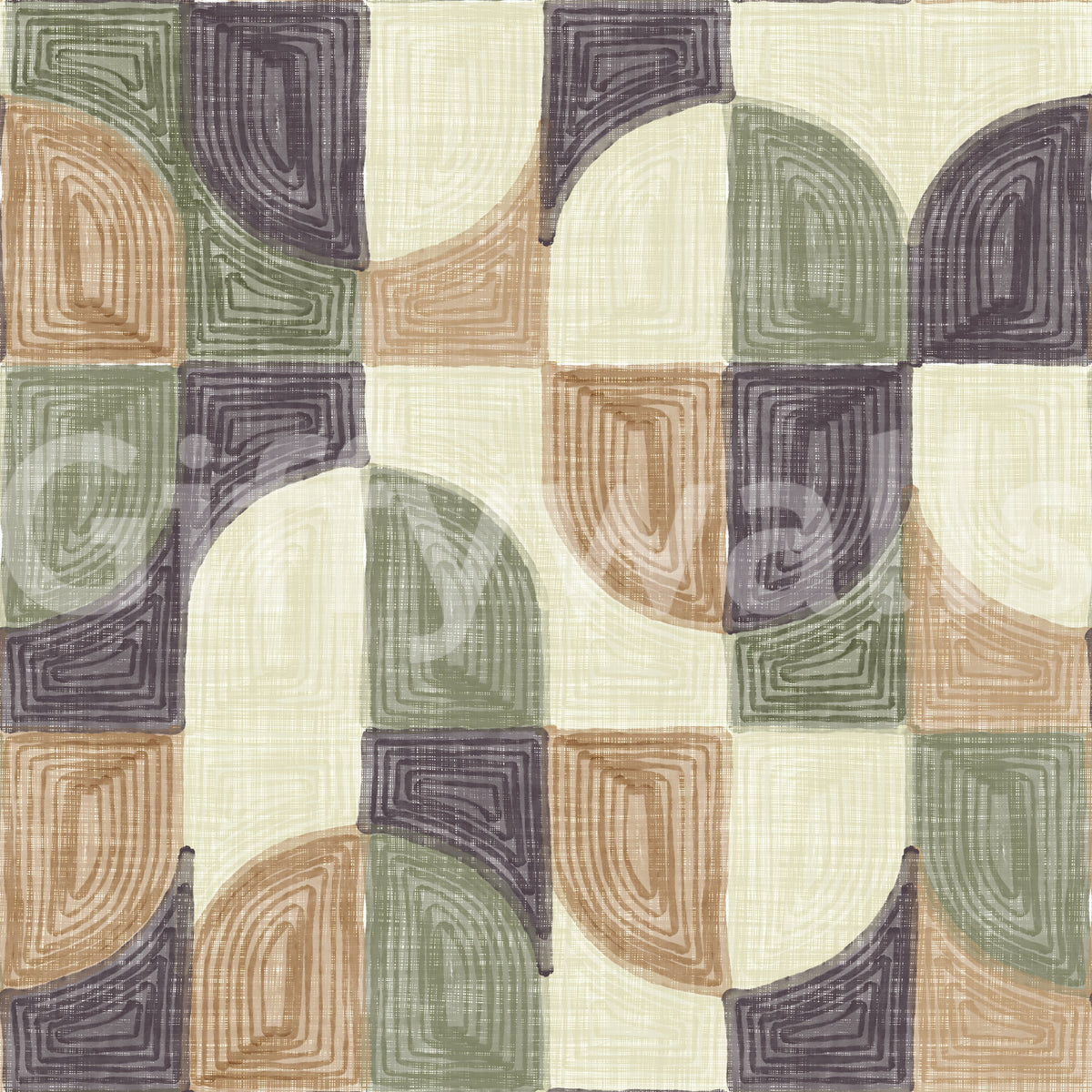 Papier peint géométrique audacieux et texturé, peint à la main, aux harmonies de couleurs soigneusement choisies