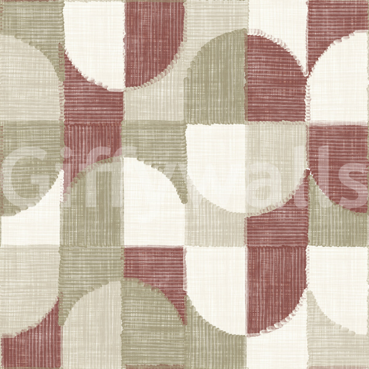 Papier peint à motifs géométriques texturés peints à la main, tons terreux, style rustique de ferme
