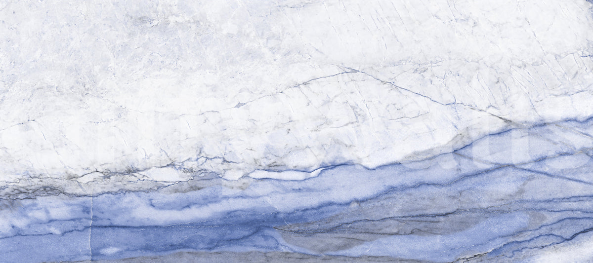 Papier peint panoramique Horizon en marbre veiné bleu
