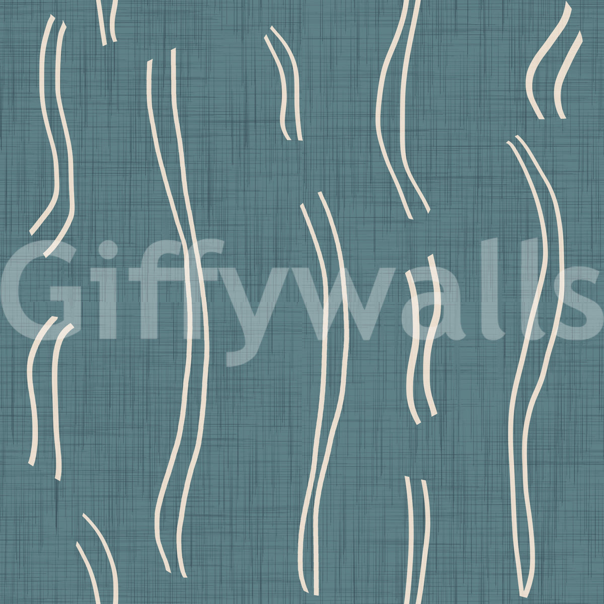 Dusty Teal Wavy Stripe Wallpaper Mid Century Wallpaper
