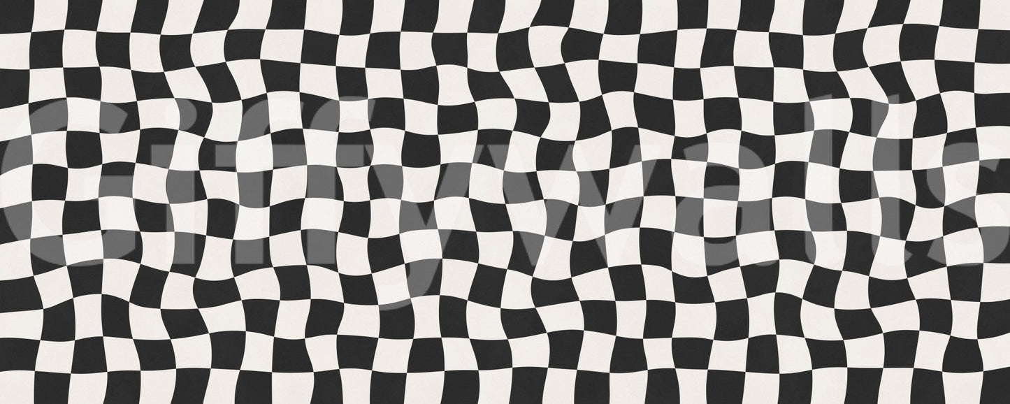 Funky Wavy Check squares energetic geometric accent mural.