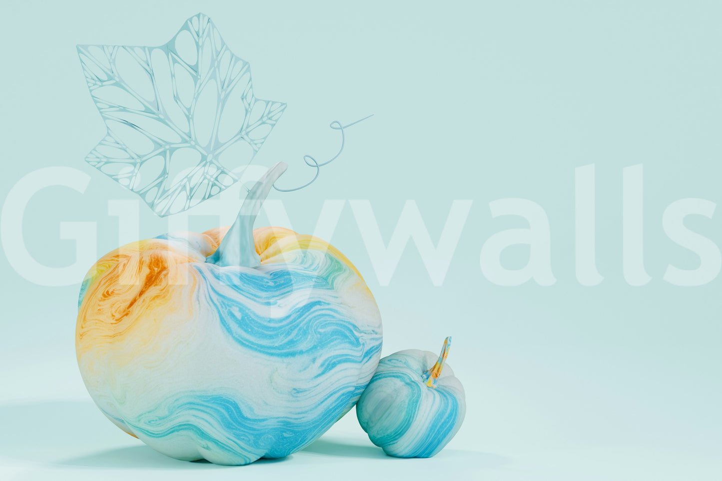 Wunderliche Aquarellkürbisse Wandmalrad