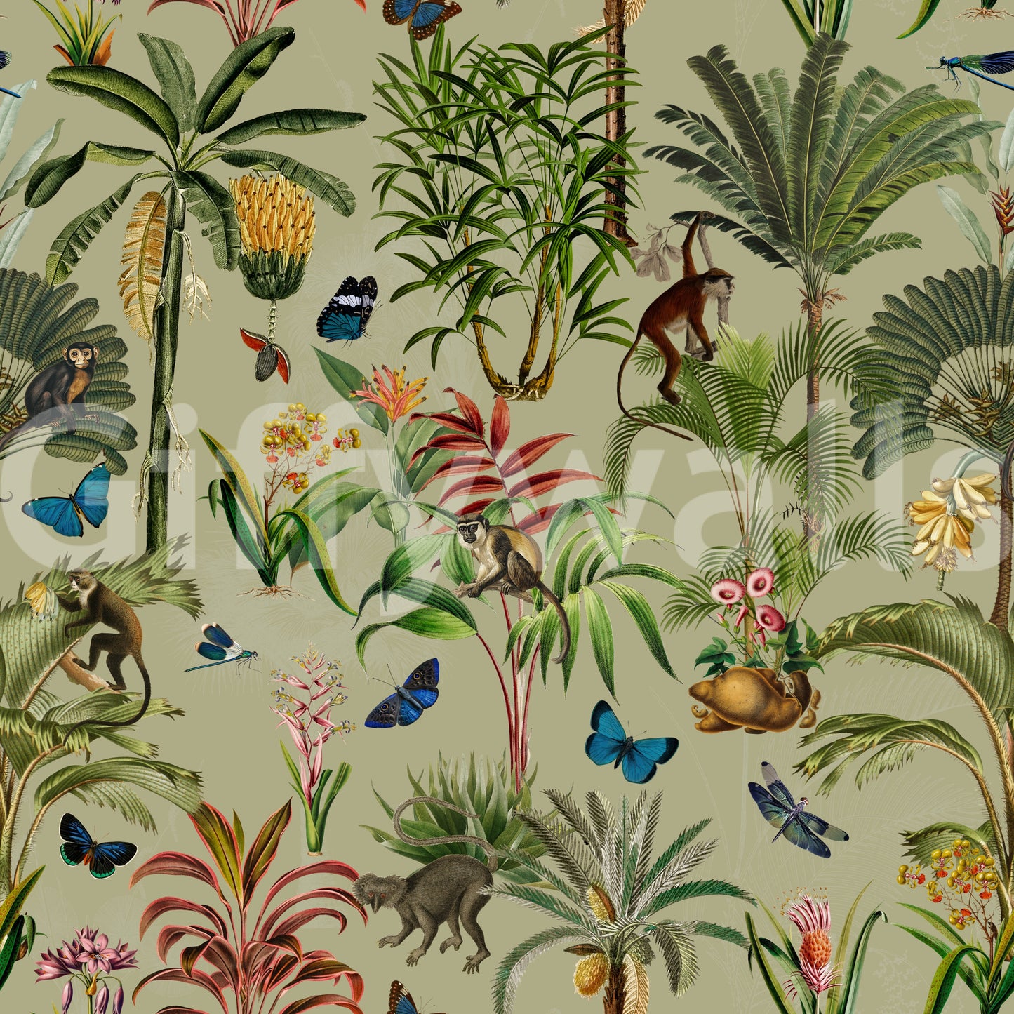 Light jungle wallpaper perfect for relaxing, elegant interiors.