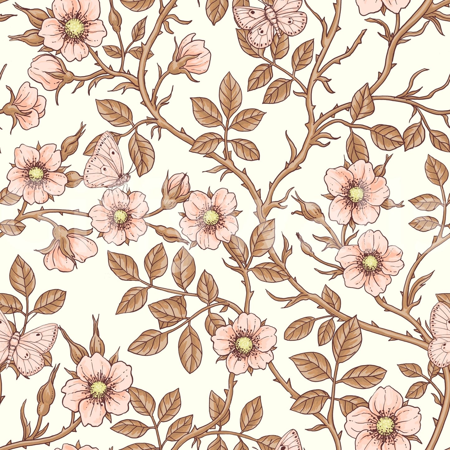 Floral wall mural with a whimsical touch