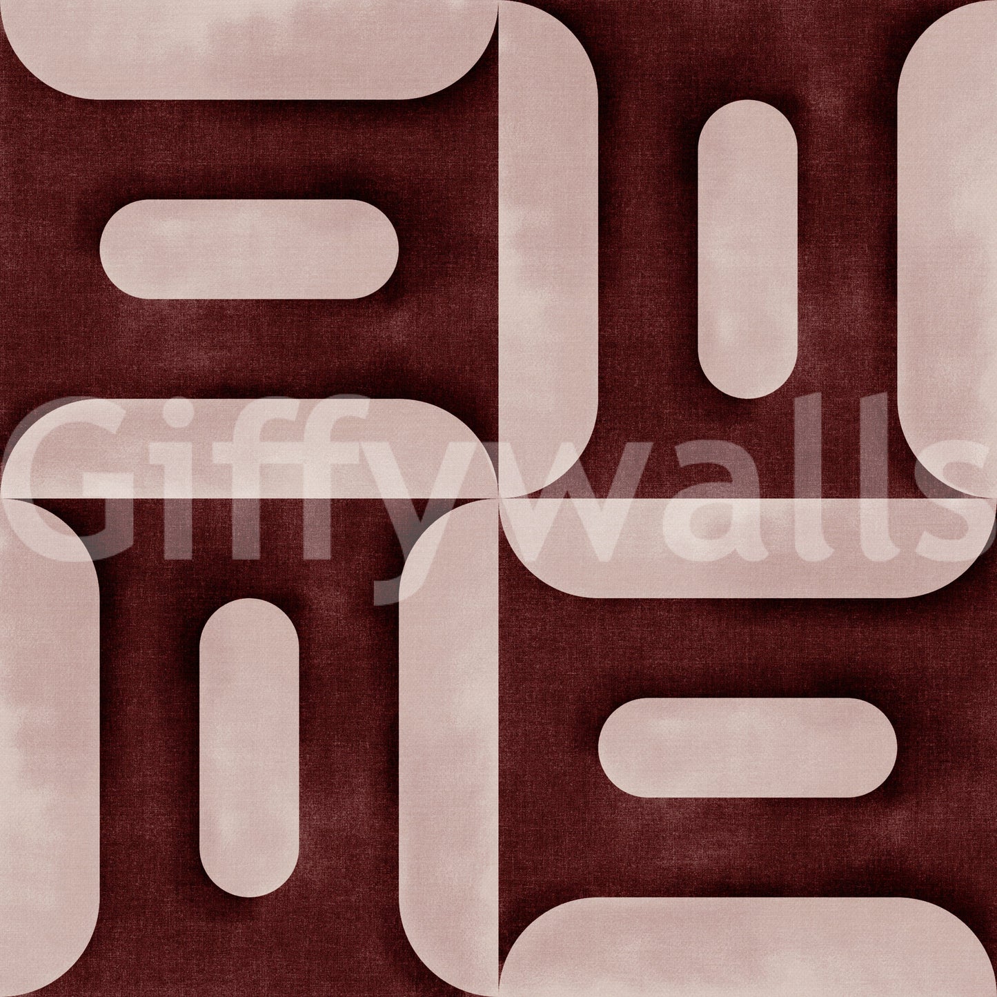 Carta da parati moderna con geometrie strutturate color vino