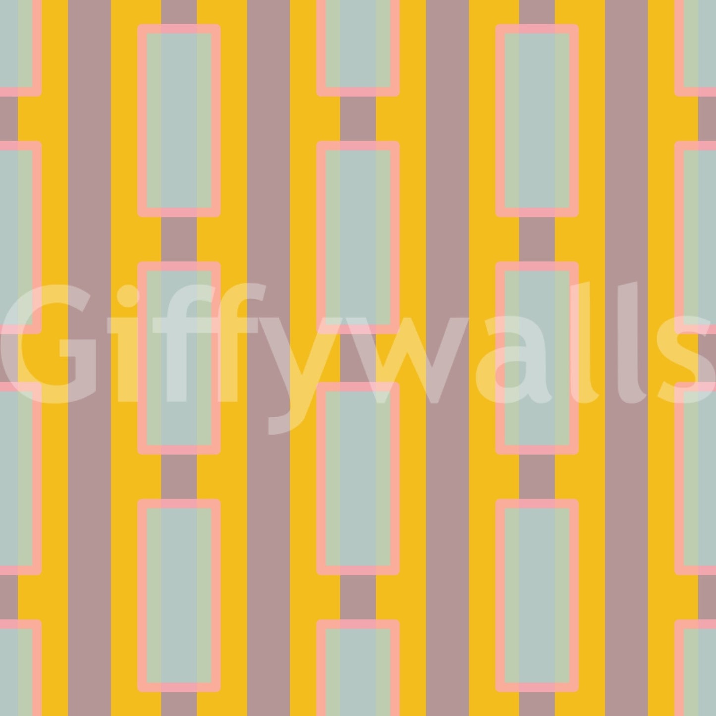 Peel-and-stick yellow geometric mural wallpaper pattern