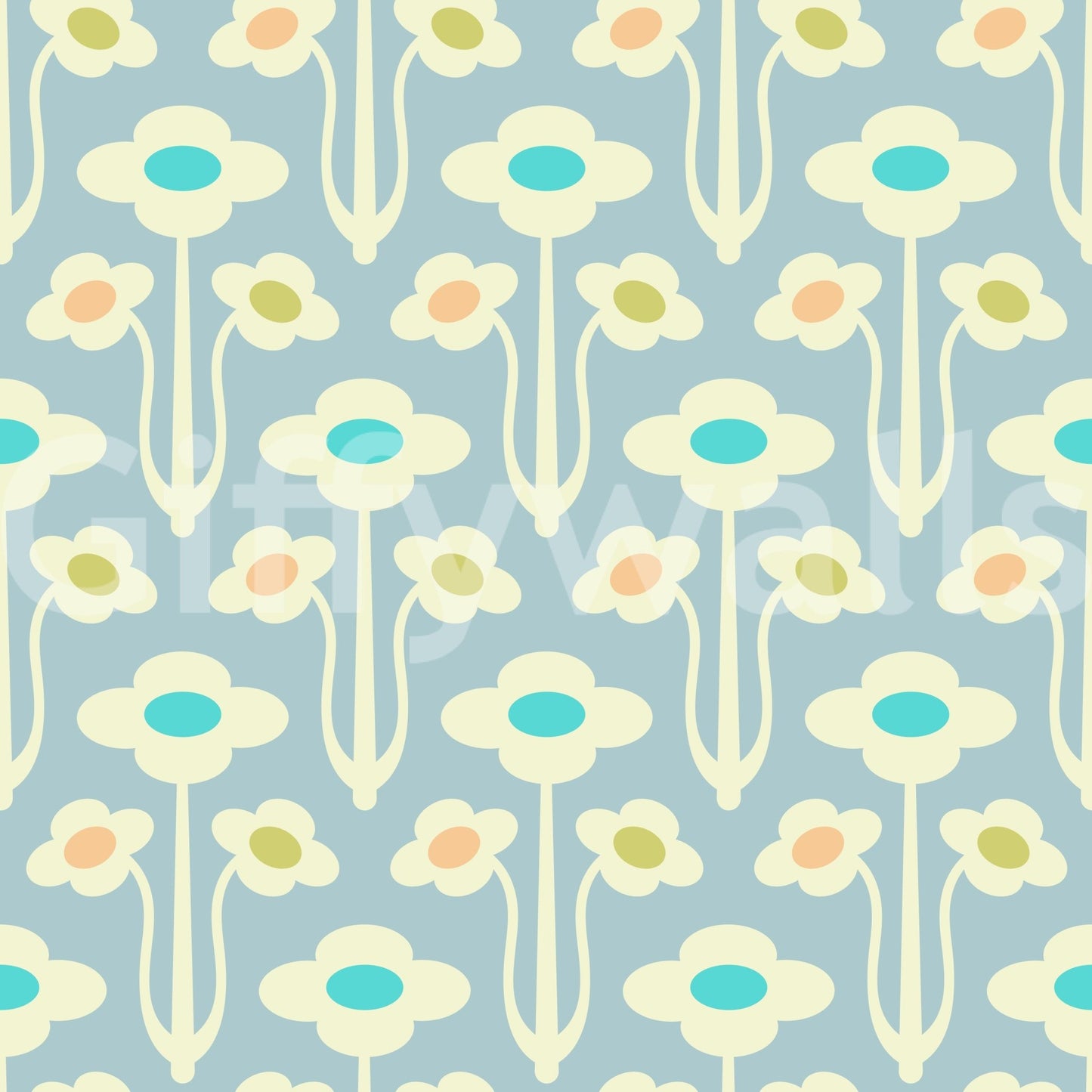 Floral wallpaper with a gentle, painterly feel.