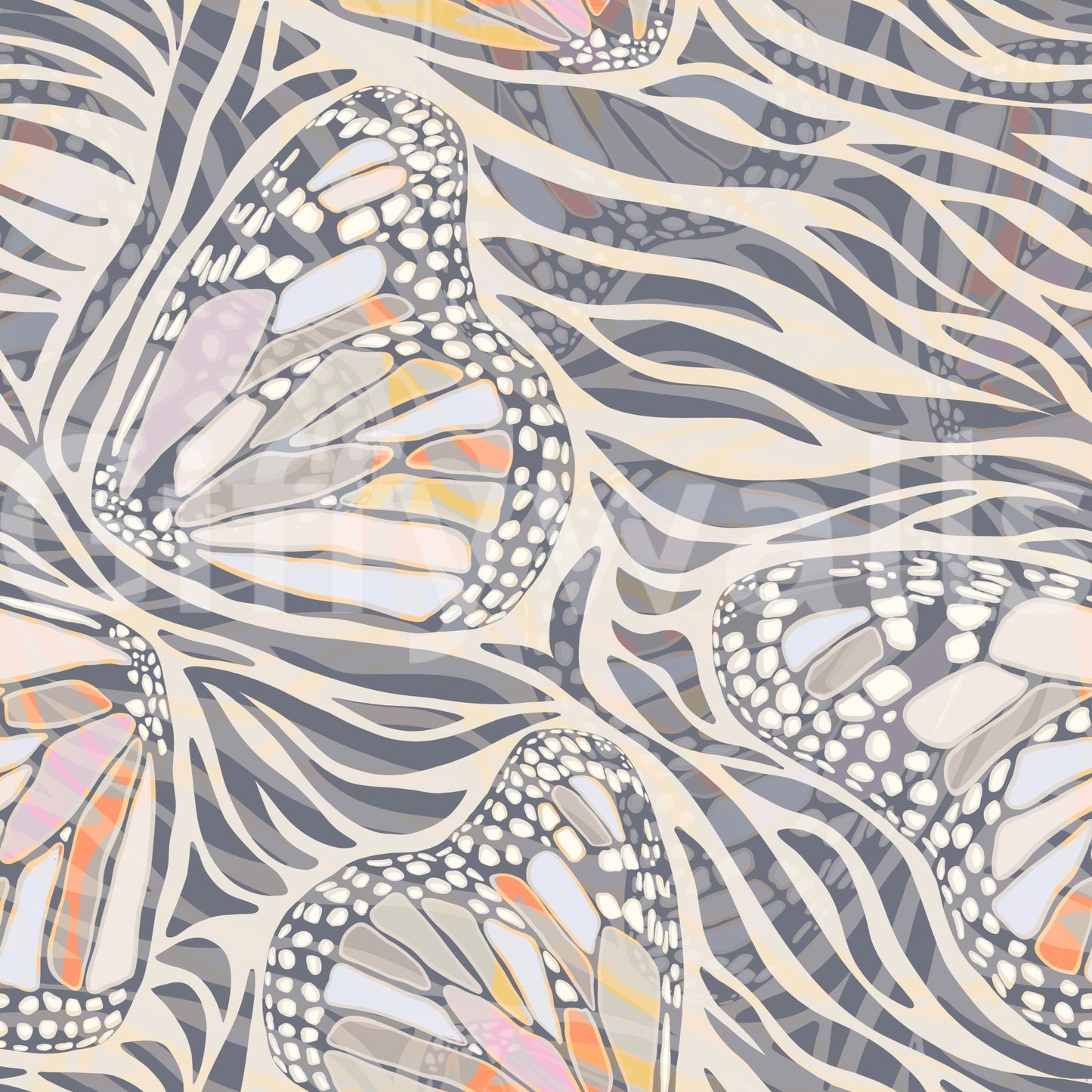 Zebra Butterfly Metamorphosis • Maximalist Boho in Earthy Pastels Wallpaper
