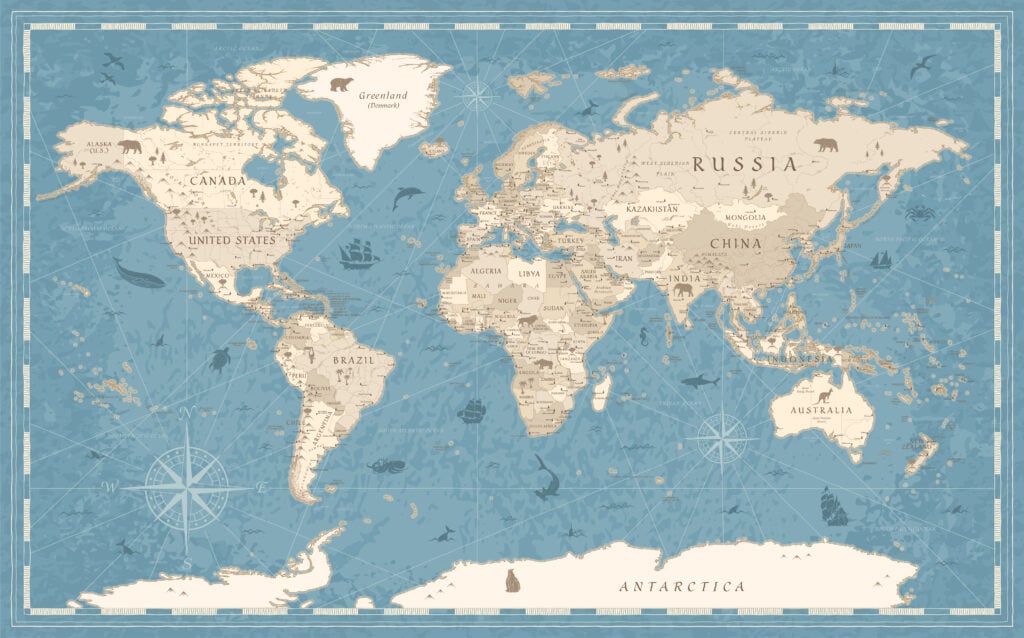 Vintage World Map Wallpaper Murals