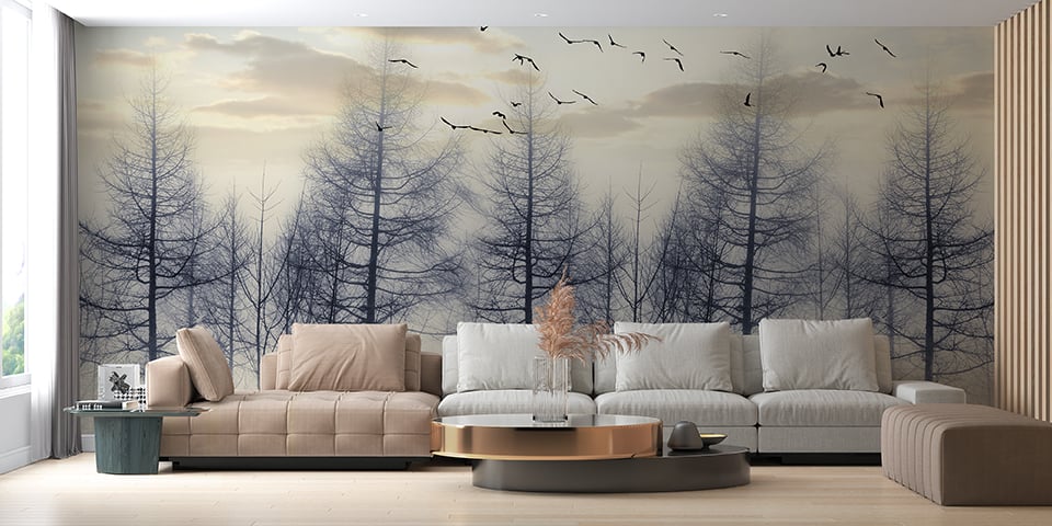 Foggy Forest Wallpaper Mural Giffywalls